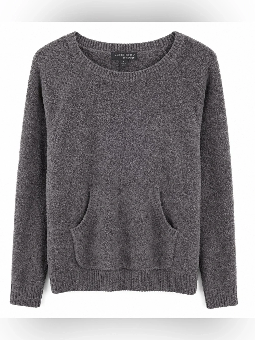 Barefoot Dreams CozyChic Lite Sweater Women M Gray Soft Lounge Pullover